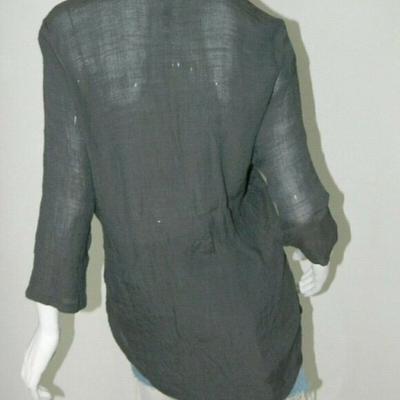 Monoreno Tunic Gray Embroidered Lightweight Cotton  Shirt‎ - Picture 2 of 10